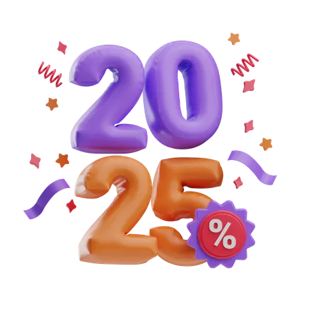 Desconto Ano Novo 2025  3D Icon