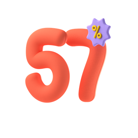 Desconto de cinquenta e sete por cento  3D Icon