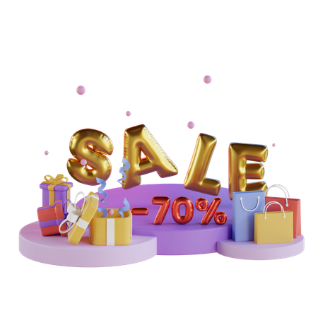 Setenta por cento de desconto  3D Illustration