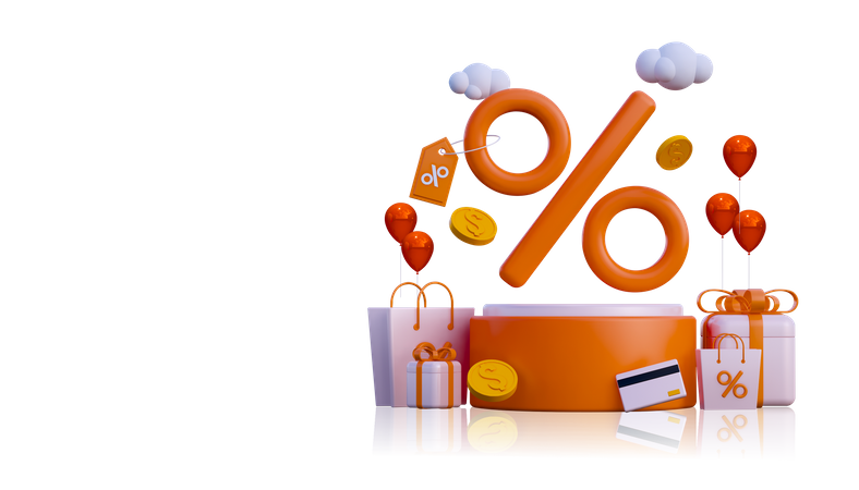 Desconto em compras on-line  3D Illustration