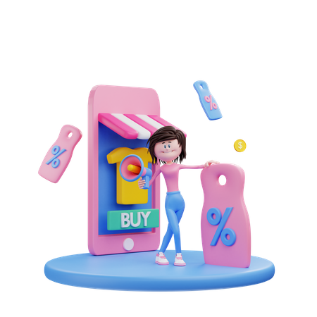 Descuento de compras en línea  3D Icon