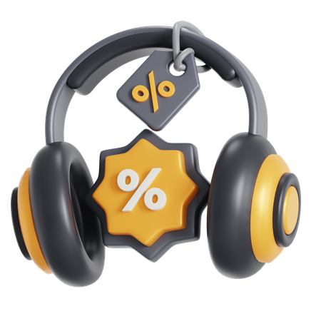 Descuento en auriculares  3D Icon