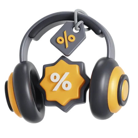 Descuento en auriculares  3D Icon