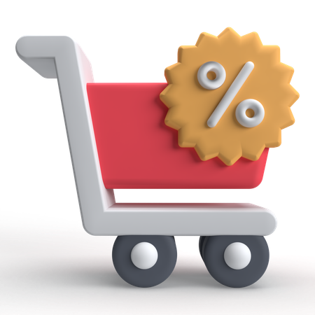 Descuento en carrito de compras  3D Icon