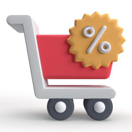 Descuento en carrito de compras  3D Icon