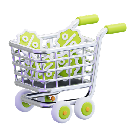 Descuento en carrito de compras  3D Icon