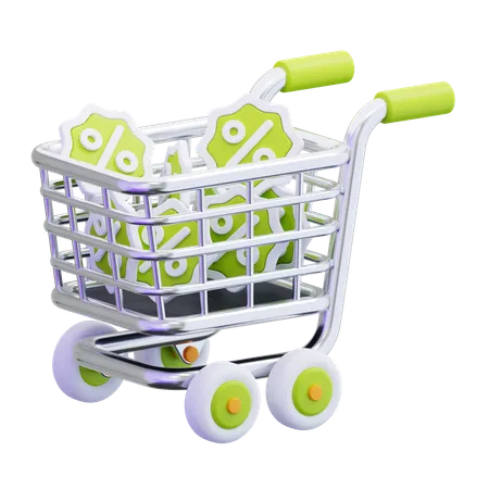 Descuento en carrito de compras  3D Icon