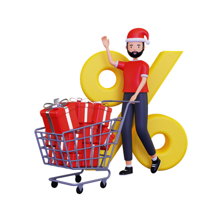 Descuento en compras del día de navidad  3D Illustration