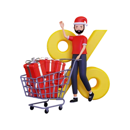 Descuento en compras del día de navidad  3D Illustration