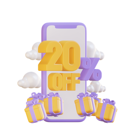 Descuento en línea del 20 por ciento  3D Icon