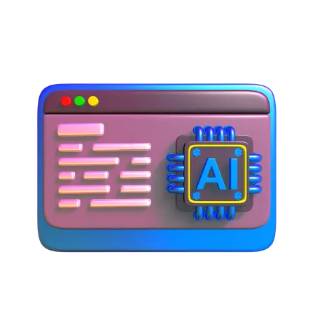 Desenvolvimento de código de IA  3D Icon
