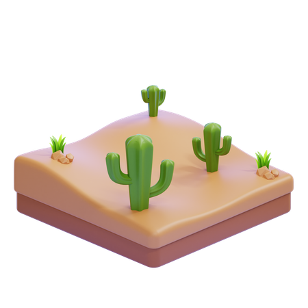 Desert Landscape With Cacti  3D Icon