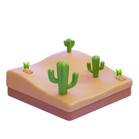Desert Landscape With Cacti  3D Icon