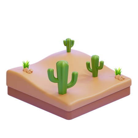 Desert Landscape With Cacti  3D Icon