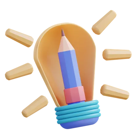 3 D Illustrator Pencil And Ideas 3D Icon