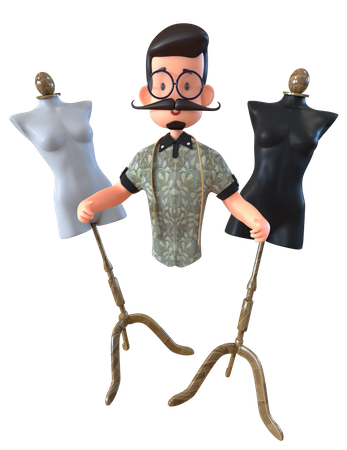 Designer de moda com manequim  3D Icon