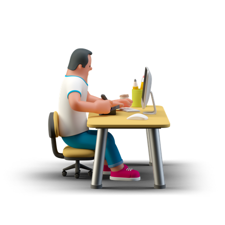 Designer desk  3D Illustration