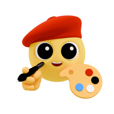 Designer Emoji Artist With Palette  3D Icon