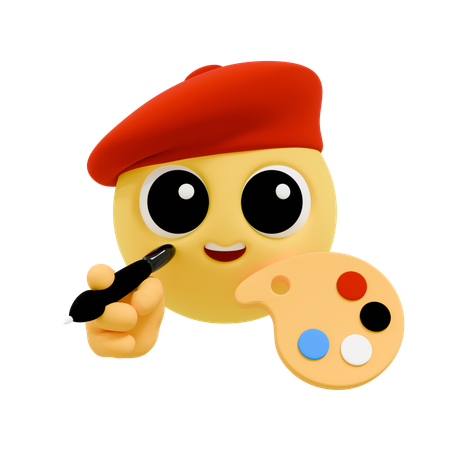 Designer emoji artista com paleta  3D Icon