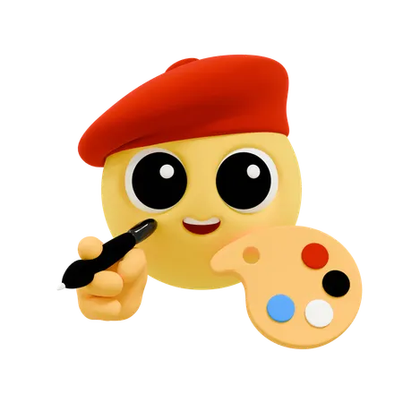 Designer emoji artista com paleta  3D Icon