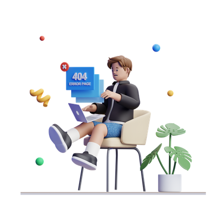 Designer encounters Error Page  3D Icon