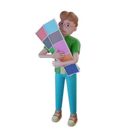 Designer holding Color Palettes 3D Illustration