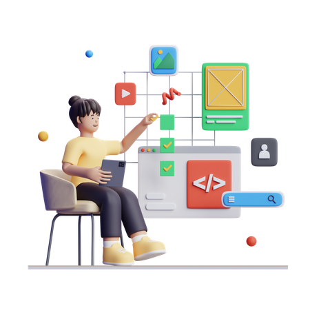 Designer is making changes in website  3D Icon