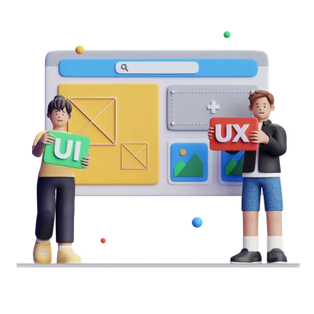 Designer is making user interface  3D Illustration