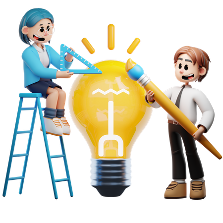 Designer Team Working On Creative Design  3D Icon