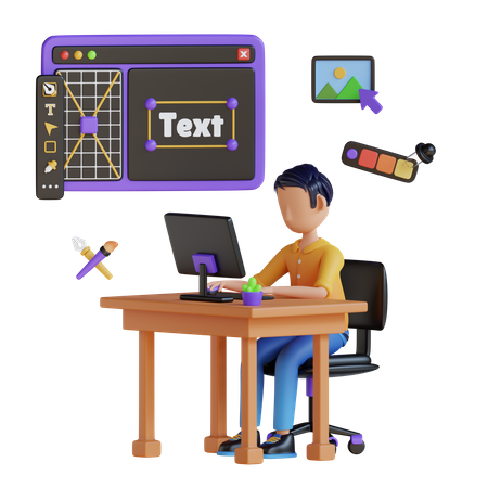 Designer trabalhando em design  3D Icon