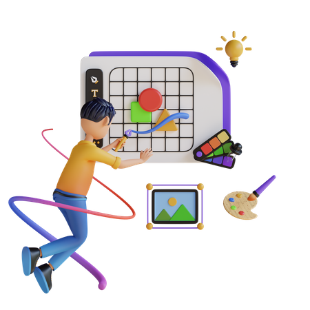 Designer trabalhando na prancheta  3D Icon