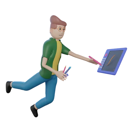 Designer with Drawing Tablet  3D Illustration