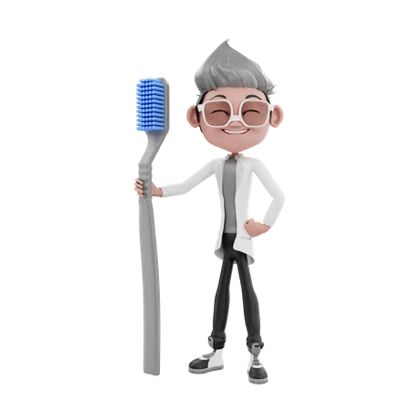 Desist doctor holding toothbrush  3D Illustration