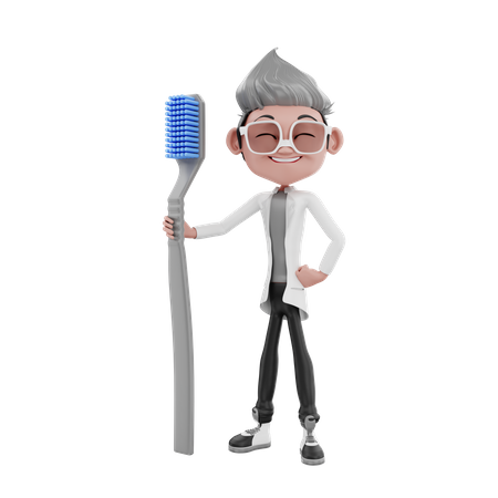 Desist doctor holding toothbrush 3D Illustration