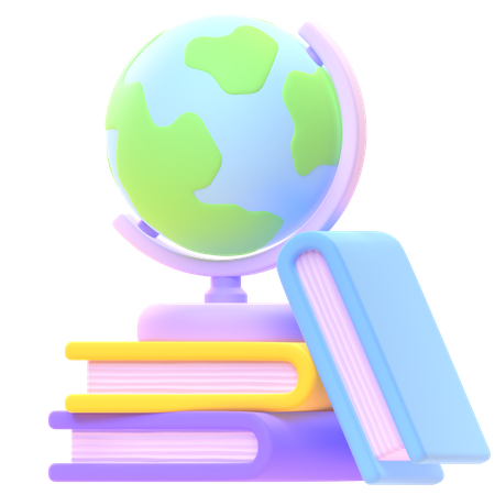 Desk Globe With Books  3D Icon