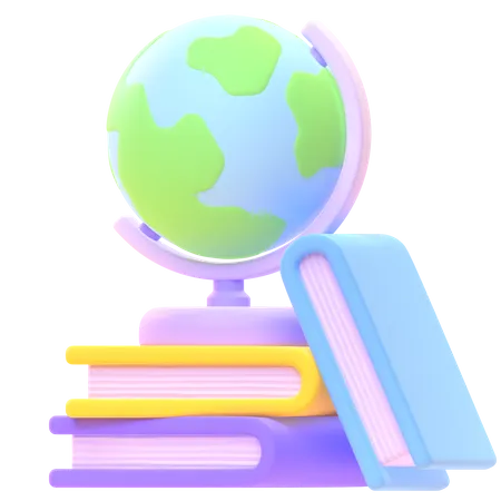 Desk Globe With Books  3D Icon