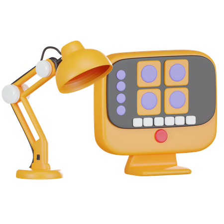 Desk Lamp And Computer Class  3D Icon