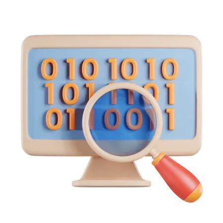 Desktop Binary Data Search  3D Icon