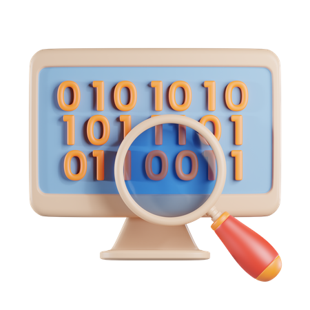Desktop Binary Data Search  3D Icon