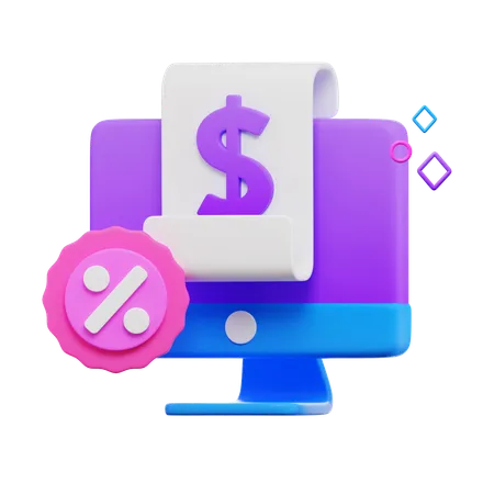 Dólar e venda de desktop  3D Icon