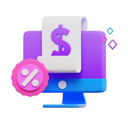 Desktop Dollar and Sale  3D Icon