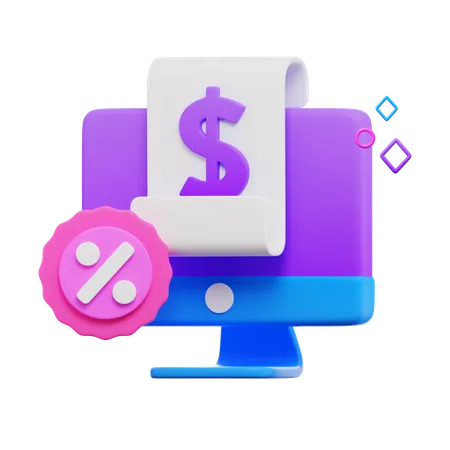 Desktop Dollar and Sale  3D Icon