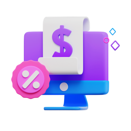 Desktop Dollar and Sale 3D Icon
