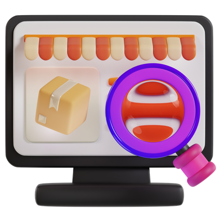 Desktop Online Shopping Interface  3D Icon