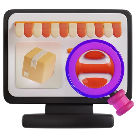 Desktop Online Shopping Interface  3D Icon