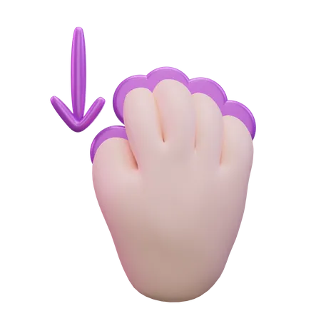 Deslizar hacia abajo el gesto de la mano con cinco dedos  3D Icon