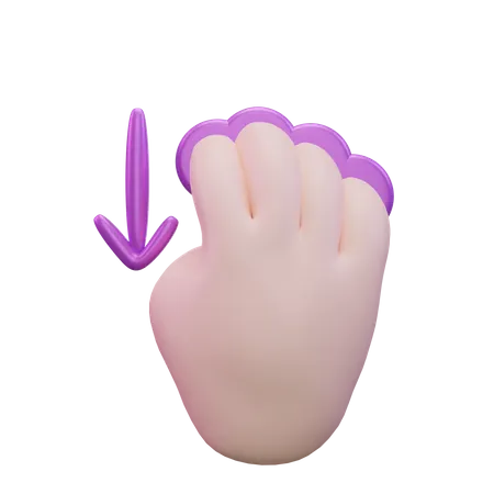 Deslizar hacia abajo el gesto de la mano con cuatro dedos  3D Icon