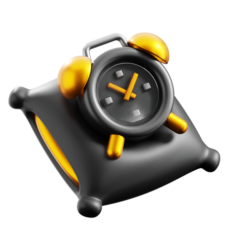 Reloj despertador negro y almohada  3D Icon