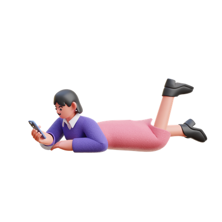 Desplazamiento femenino en las redes sociales mientras duerme  3D Illustration