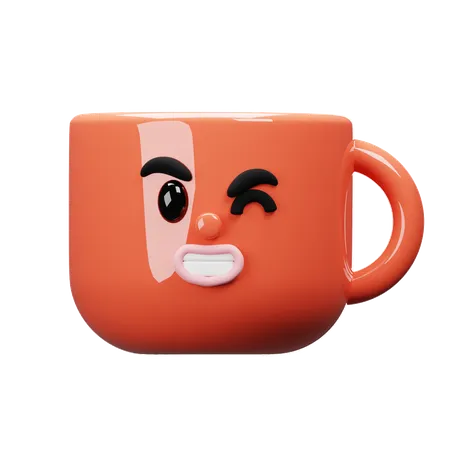 Tasse de dessin animé clin d'oeil  3D Icon